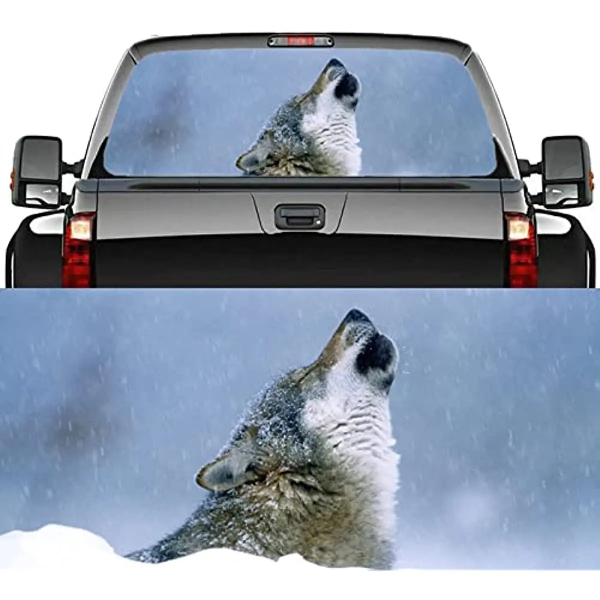 

Truck Rear Window Decal, Arctic Wolf Rear Window Graphic Perforated Vinyl Decal Tint Print Sticker Truck SUV, Scratch Hidden Car