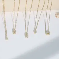 Colliers avec lettres à bulles pour femmes, pendentif initiales en zircone, chaîne en acier inoxydable plaqué or, bijoux cadeaux pour la fête du mois 3