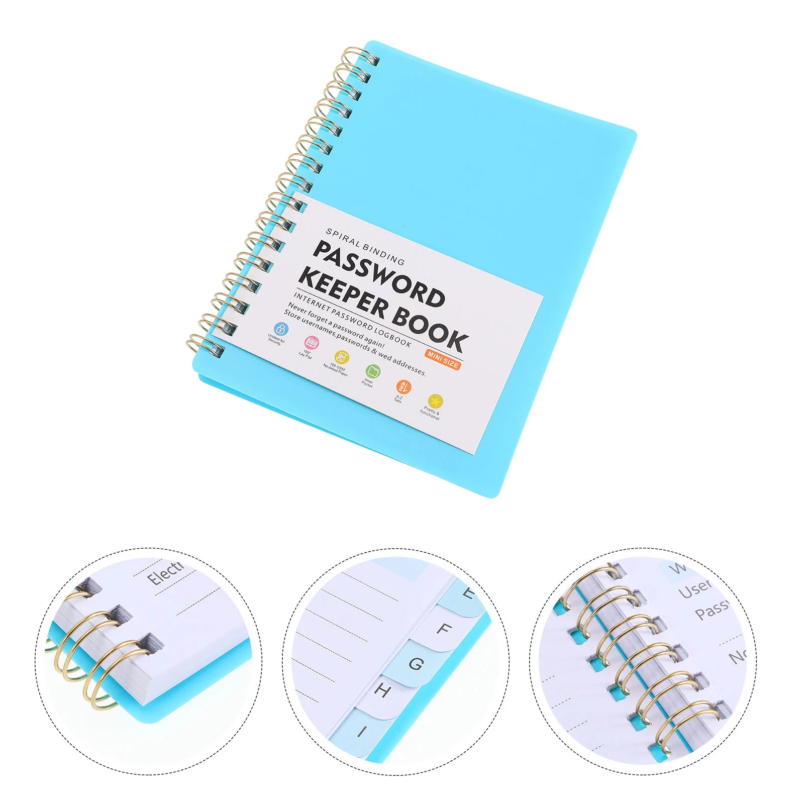 Password Book Address Spiral Mini Books Large Print Refillable Paper Internet Shopping Login with Alphabet Tabs
