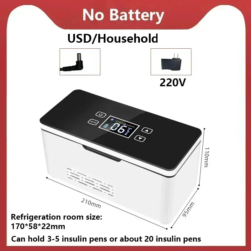 5V 110V-240V Portable Insulin Refrigerator Mini Home 0-18℃ Refrigeration USB Plug In Small Refrigerator Without Battery