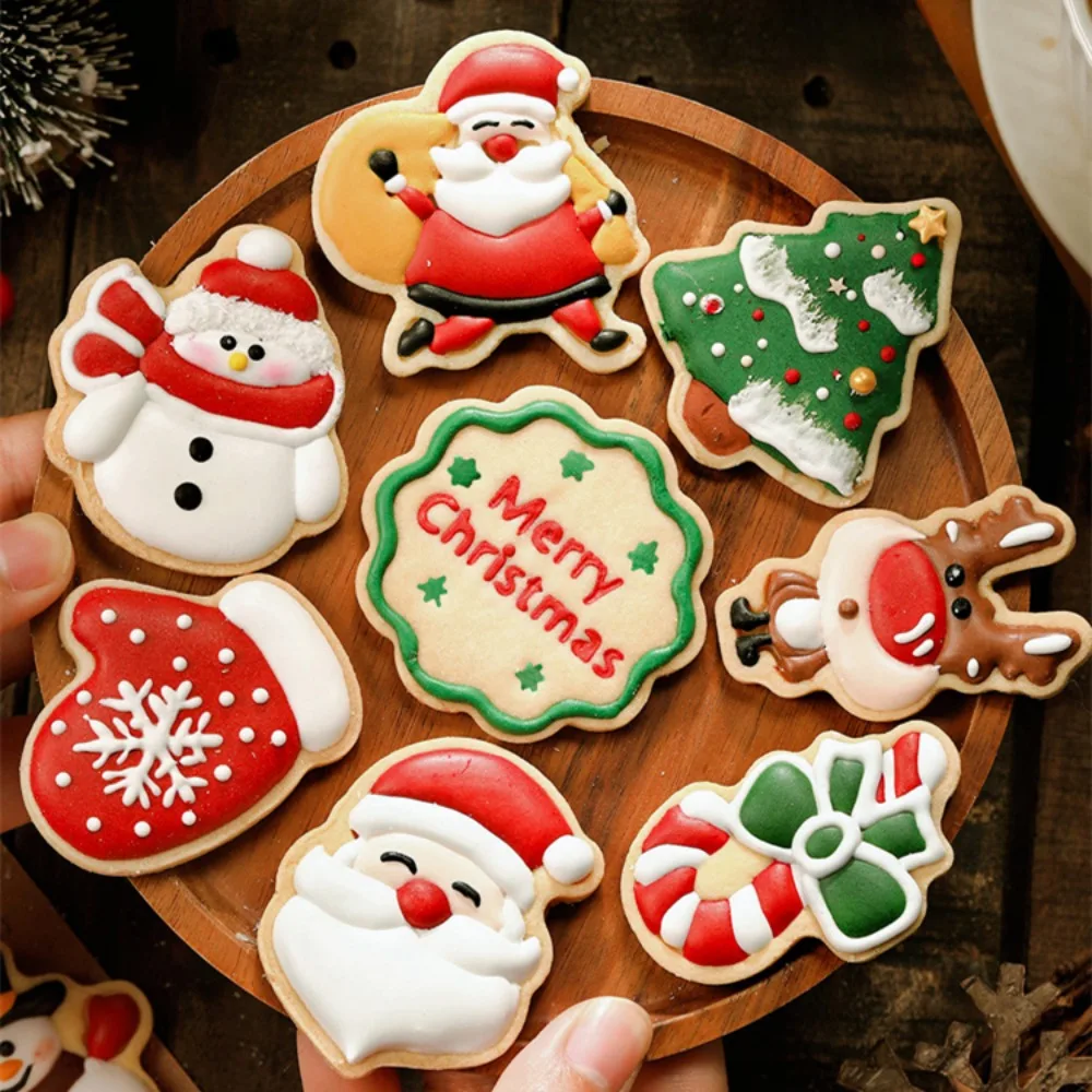 8 Pcs/set Diy Cookie Mold Christmas Cartoon Biscuit Mould 3D Cookie Cutter  Plastic Baking Mould Cookie Decorating Baking Tools - AliExpress