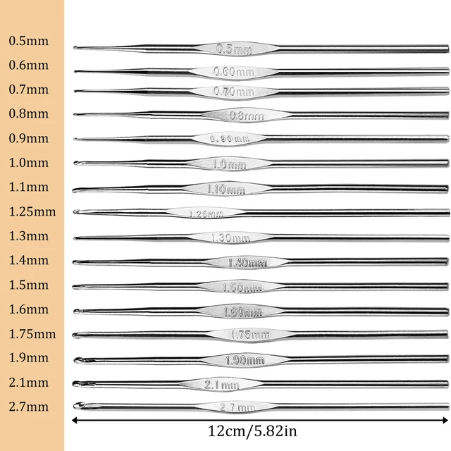 16-Size Crochet Hooks Set – Single Head Knitting Needles Kit 2