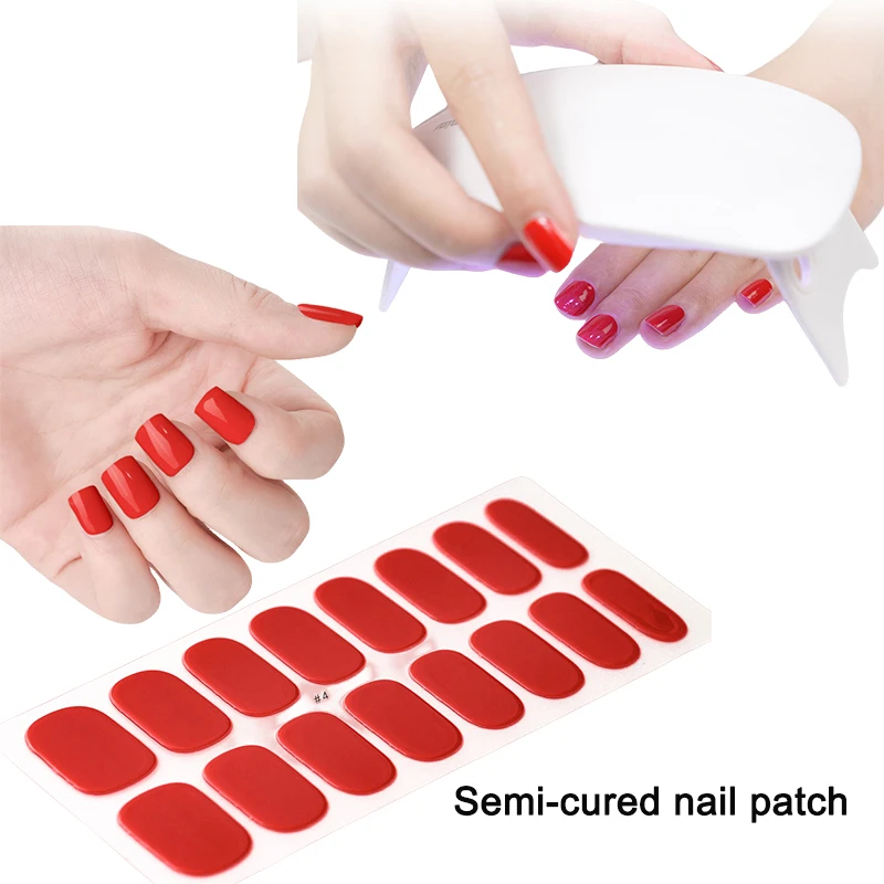 SemiCuredGelNailStripsPatchFullCoverNailsWrapsWaterproofSelf