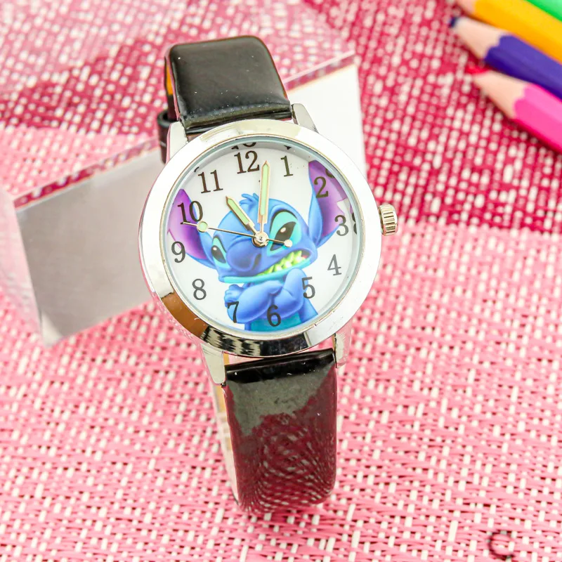 Disney Stitch Children's Watches Cartoon PU Strap Analog Watch Kids Quartz Watches Boys Kids Gifts for Primary School Students 3