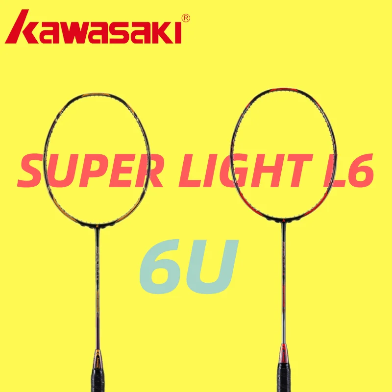 Kawasaki Professional Badminton Rackets Super Light L6 Attack Type 6U Carbon Fiber Badminton