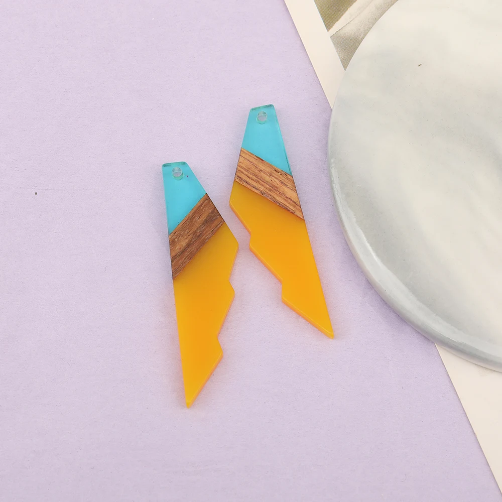 Cordial Design 40Pcs 14*53MM Jewelry Accessories/Hand Made Charms/Jewelry Findings&Components/Natural Wood&Resin/Serrated Shape - cordial