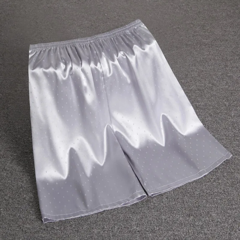 Herren-Pyjama aus Seidensatin mit elastischer Taille, weiche Shorts, Nachtwäsche, Taschenhöschen, Hose, Bermuda, schnell trocknende Strandshorts, männliche Jogginghose – Detail 19