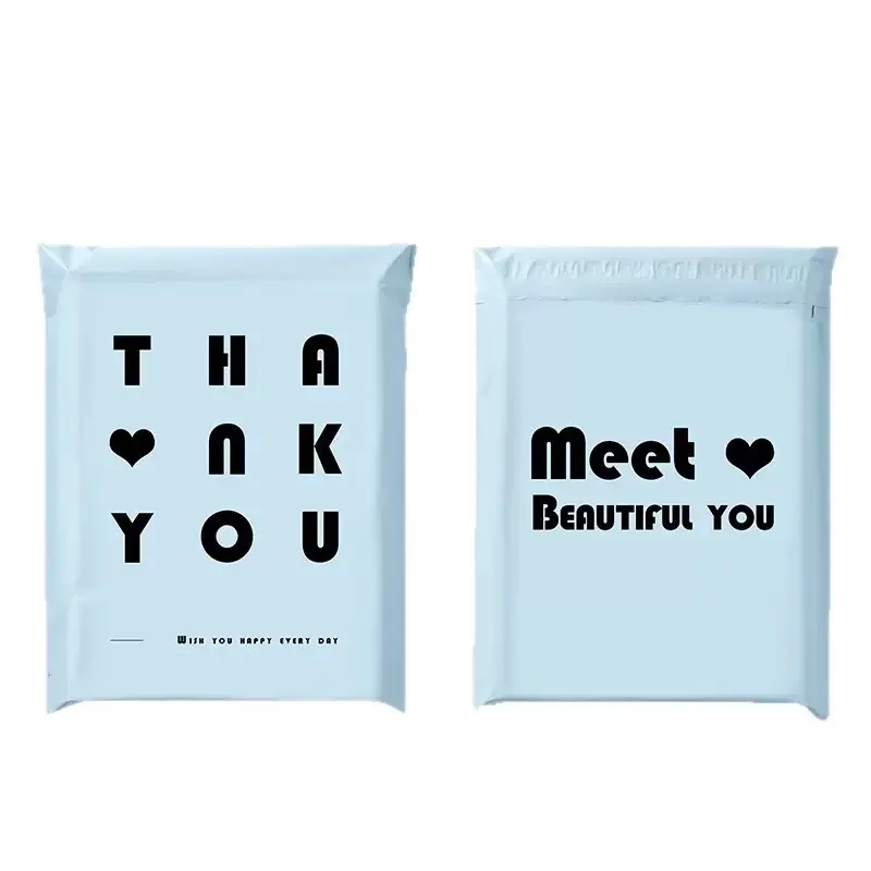 20Pcs 불투명 PE 플라스틱 익스프레스 봉투 보관 가방 블루 가방 블랙 로고 컬러 메일링 가방 자체 접착 씰 택배 가방