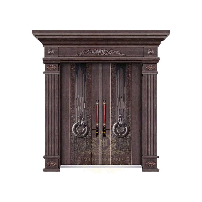 

Senior Villa Main Entry Splendid Style Fire Resistance Steel Entrance Doors With Gate Post