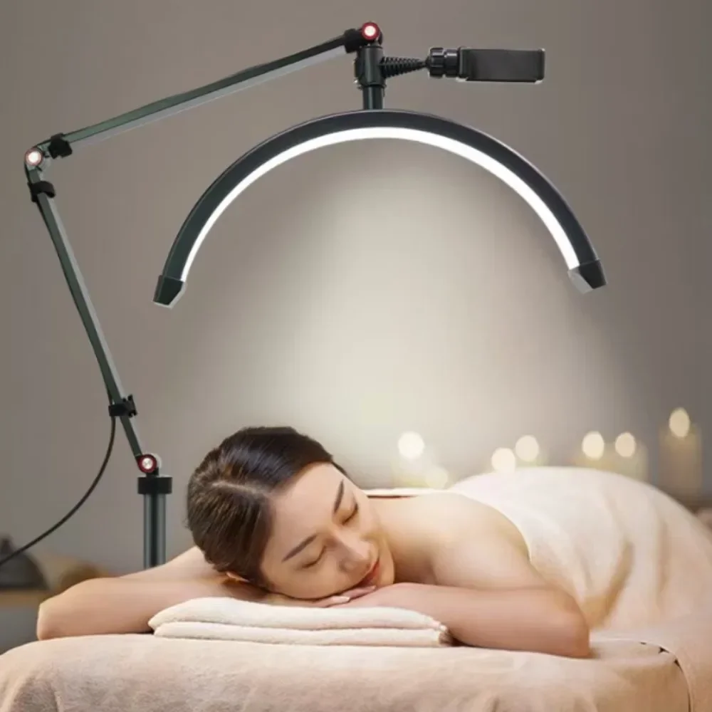 LED Half Moon Lash Light Temperature 3000K-6000K Floor LED Ring Lamp for Beauty Facials Skincare Tattoo Eyebrows Filming