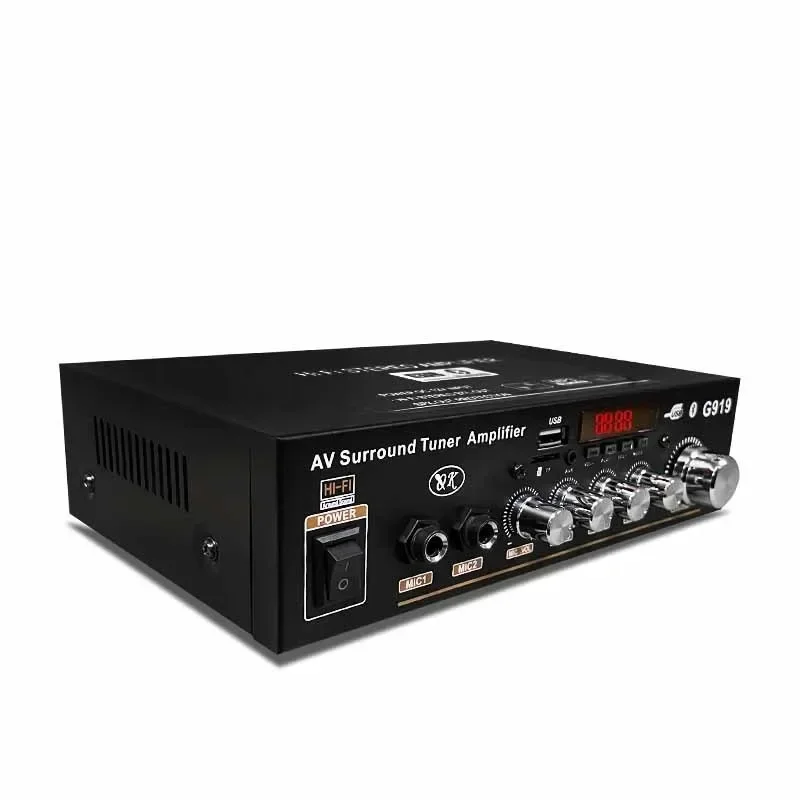 미니 오디오 블루투스 스테레오 파워 앰프 FM SD 하이파이 2채널 앰프 파워 앰프 차량용 12V USB SD 카드 MP3 플레이어