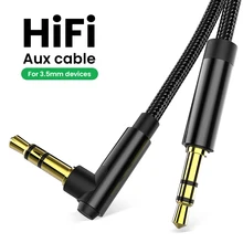  Audio Cable Jack 3.5mm Male to Male Speaker Cord 90 Degree Right Angle AUX Cable For Samsung Headphone Extension Wire Line 