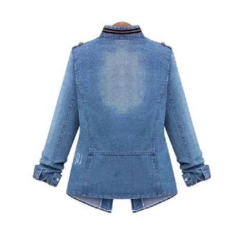 Vintage American Style Oversize Long Sleeve Denim Jacket For Women Casual Autumn/Winter Draped Single-Breasted Top 2