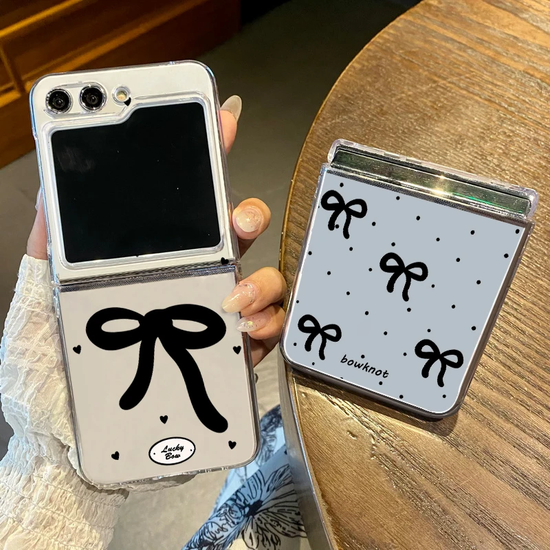 INS Bowknot Clear Folding Phone Case - Hard Back Cover