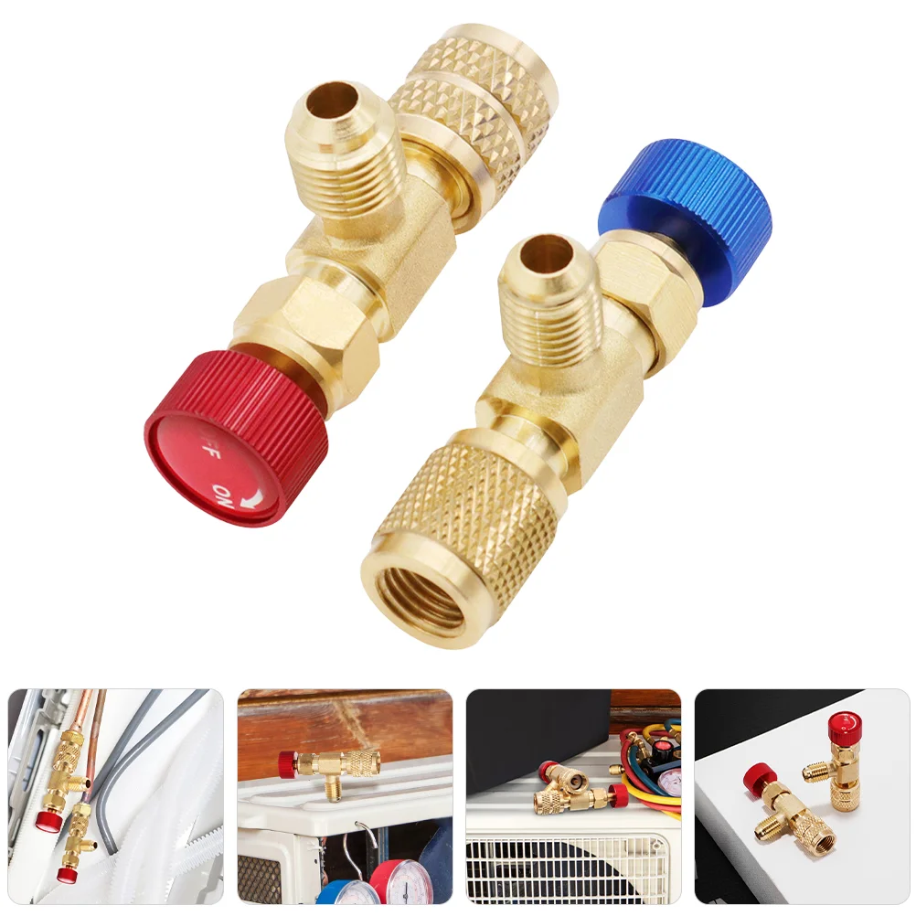 

2 Pcs Air Conditioning Safety Valve Size Irecharge Conditioner Adapter Refrigerant Copper Switch System R22 Charging