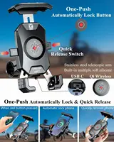 Motorcycle Phone Holder Fast Wireless Charging Quick USB Charger Moto Motorbike Mirror Stand Support Cellphone Handlebar Mount 4