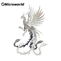 Microworld 3D Metal Animal Puzzle Bath Fire Phoenix Model Steel Warcraft DIY Assembled Jigsaw Detachable Toy Gift For Adult Teen 1