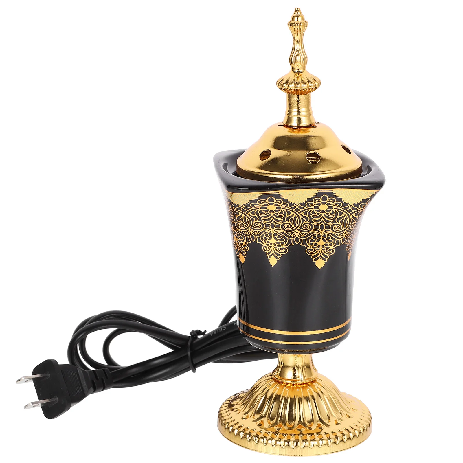 

Electric Incense Burner Oud Frankincense Incense Holder Vintage Arabic Censer Burner Home Office Yoga Spa Aroma Ornament Green