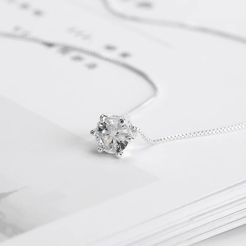 Simple Trendy Crystal Zircon Rhinestone Pendant Necklace for Women Charm White Chain Necklack Jewelry Wholesale 4