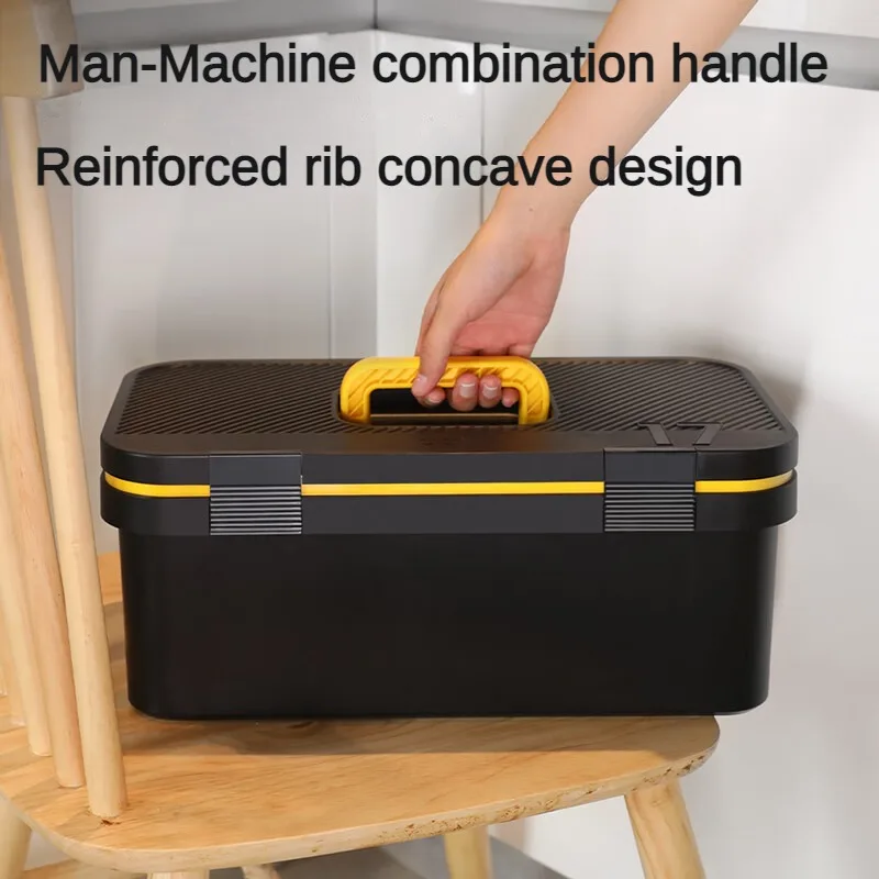 Deli 1 Pcs Multiple Specifications Toolbox Double Layer Tools Storage Box with Handle Multifunctional Portable Tool Organizer 5