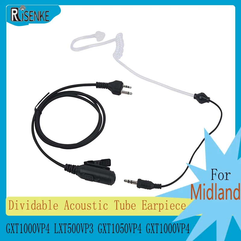 RISENKE-Dividable Earpiece to 3.5 Audio Headset,Walkie Talkie,for Midland,GXT1000,LXT600,LXT500VP3,GXT1050VP4,GXT1000VP4,T71VP3