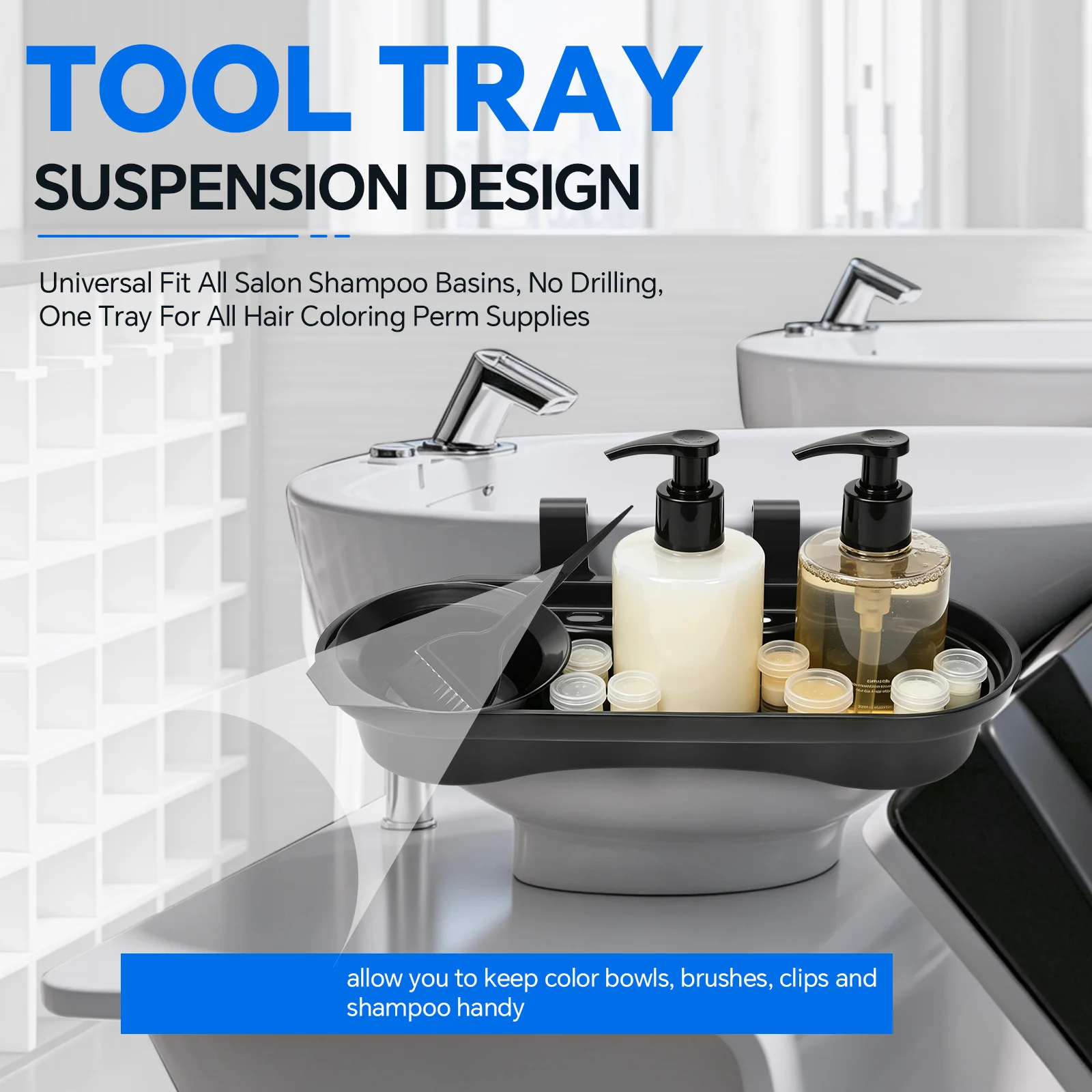 Organizer da Salone, Porta Shampoo, Supporto Multifunzionale Durevole per Asciugacapelli e Strumenti - immagine 2