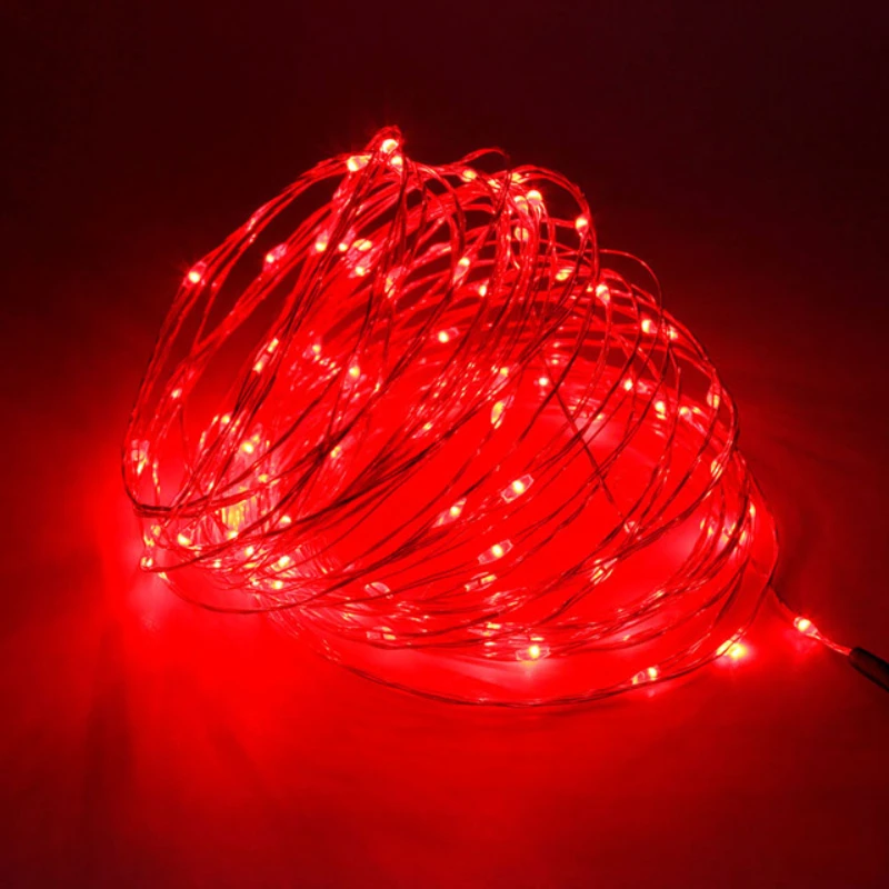 thumbnail image 1 of Cadena de luces LED de alambre de cobre de 1/2/3/5/10/30 m con alimentación por USB o por batería para dormitorio, jardín, fiesta, decoración de bodas, 1 of 5