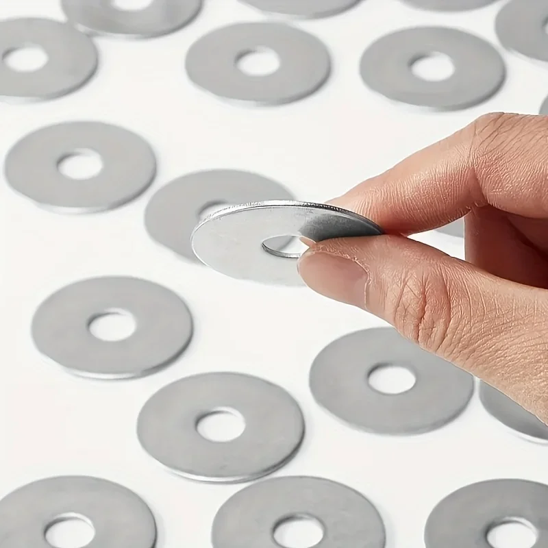 50PCS Heavy Duty M6 Flat Washers - Premium 304 Stainless Steel, Corrosion Resistant for Indoor & Outdoor Fastening, Size 6x20mm