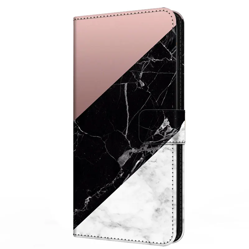 Luxury Marble Leather Flip Wallet Phone Case with Stand and Book Cover Design