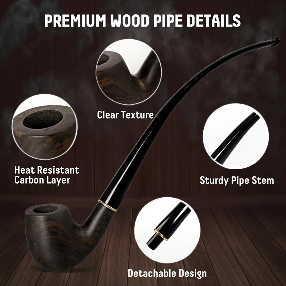Tobacco Pipe Smoking Pipe JIBILL Tobacco pipe gift box set Handmade Pipe Wood Pipe With Replaceable Acrylic 9mm Pipe Stem Pipe Stand Pipe Cleaner Tool