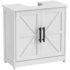 Homcom Pedestal Sink Storage Cabinet, Farmhouse Freestanding Bathroom Sink Cabinet with 2 Barn Doors and Adjustable Shelf, White 1