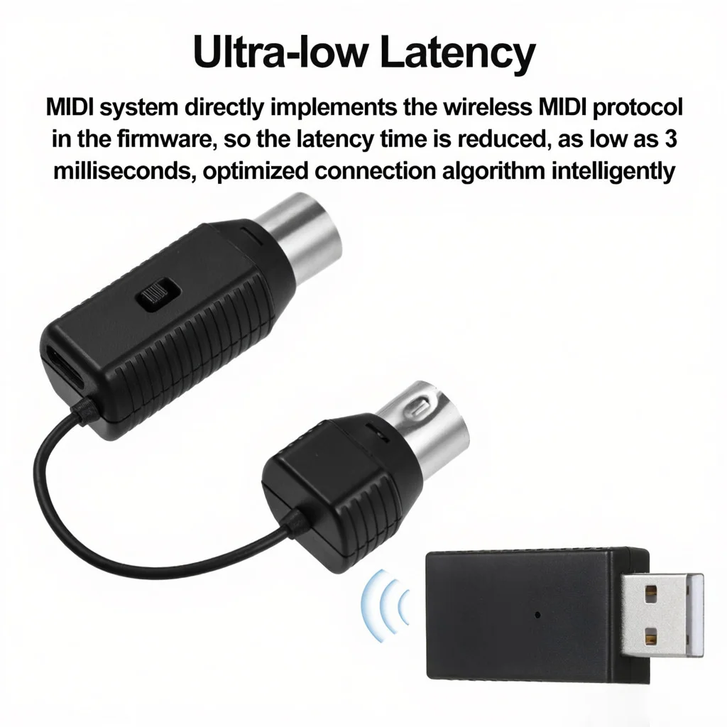 M-VAVE MS1 Mini Wireless Transmission System MIDI System MIDI Wireless Adapter Plug and Play Support for Devices with Inter
