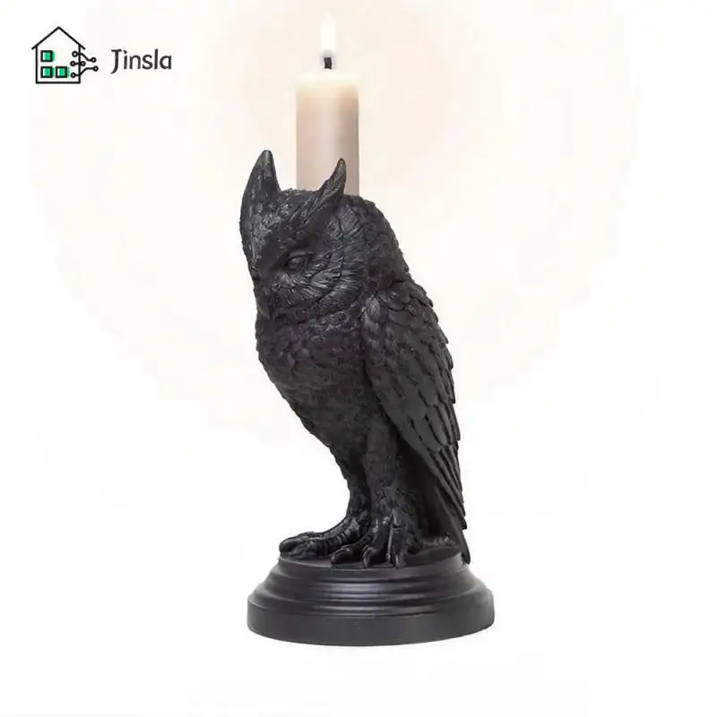 

Европейский подсвечник, таинственное украшение для дома, готическое украшение, Готическая прочная полимерная статуя черного ворона, винтажная элегантная