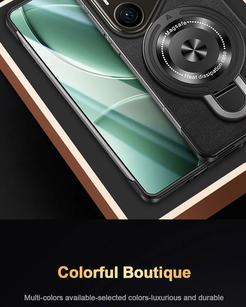 Frameless Leather Cover with Magnetic Holder and Wireless Charging - Shockproof Case