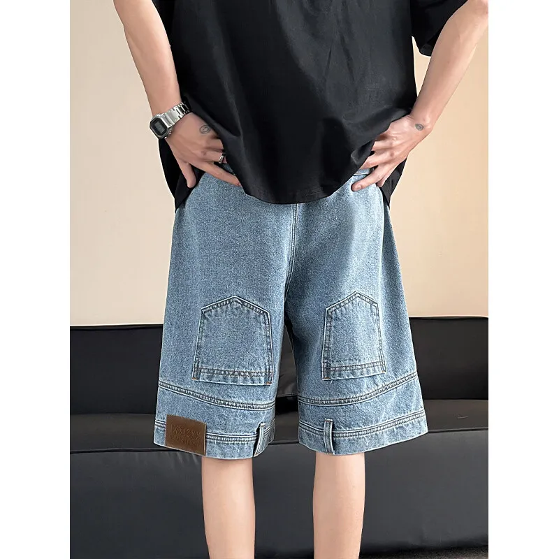 Short Men Blue Washed Denim Shorts Casual Distressed Design Summer Streetwear Fashion Comfort Fit Men Denim Shotrt