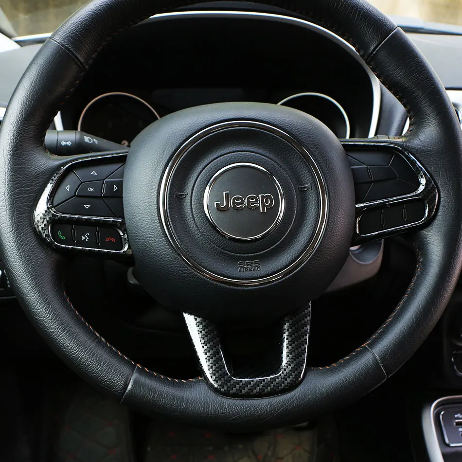 Embellecedor ABS Interior Coche Tiras Decorativas Para Jeep Renegade 2018-2023 - Marco GPS, Color Fibra De Carbono, Fácil Instalación Instalación Sin Herramientas