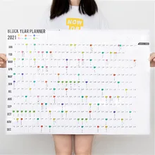 Calendrier mural annuel Kawaii avec autocollant à points, papeterie de bureau, planificateur, calendrier annuel, calendrier quotidien, 2021, 2022