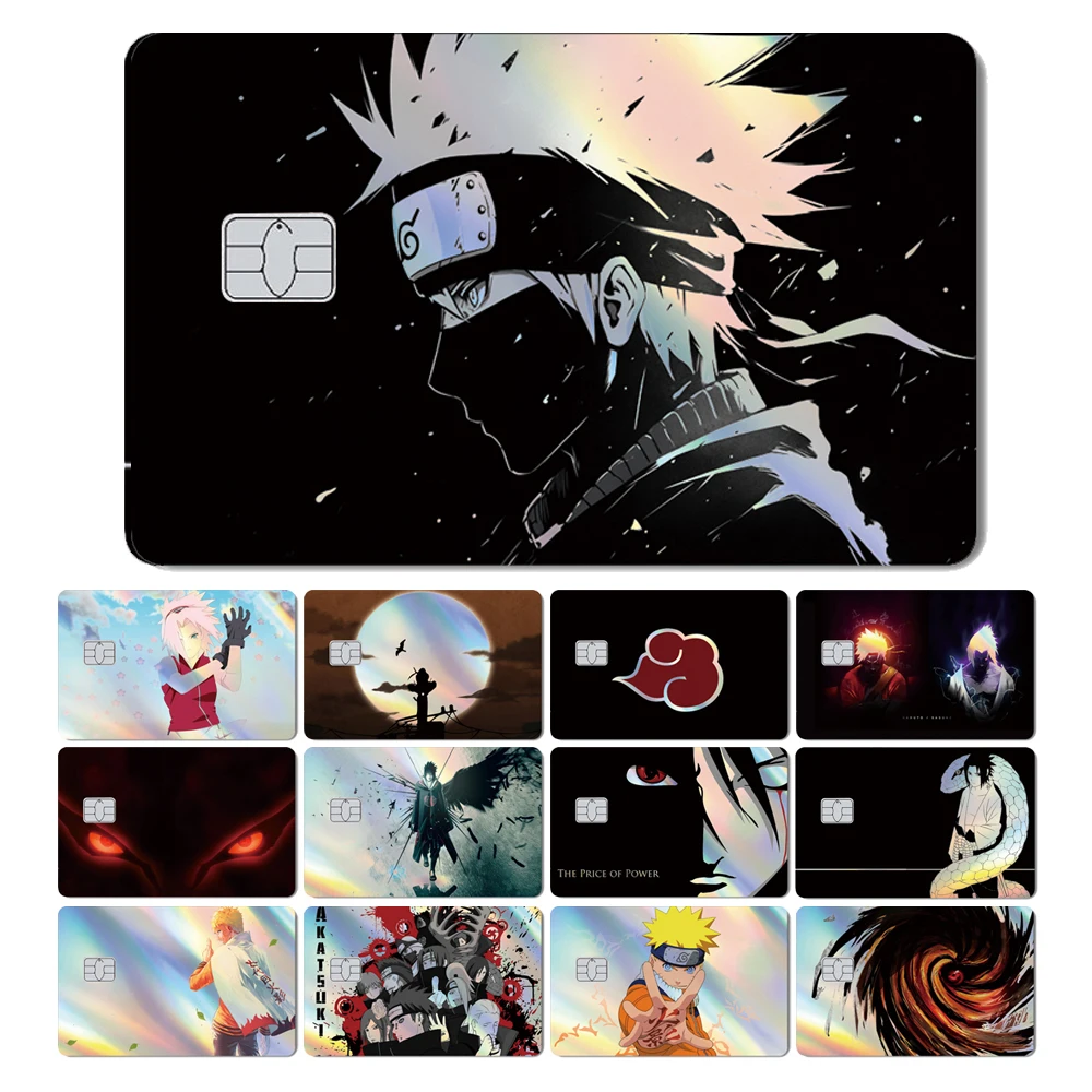Heißer Verkauf Anime Sasuke Kakashi Laser Holographische Debit Bank Kreditkarte Film Haut Abdeckung Aufkleber