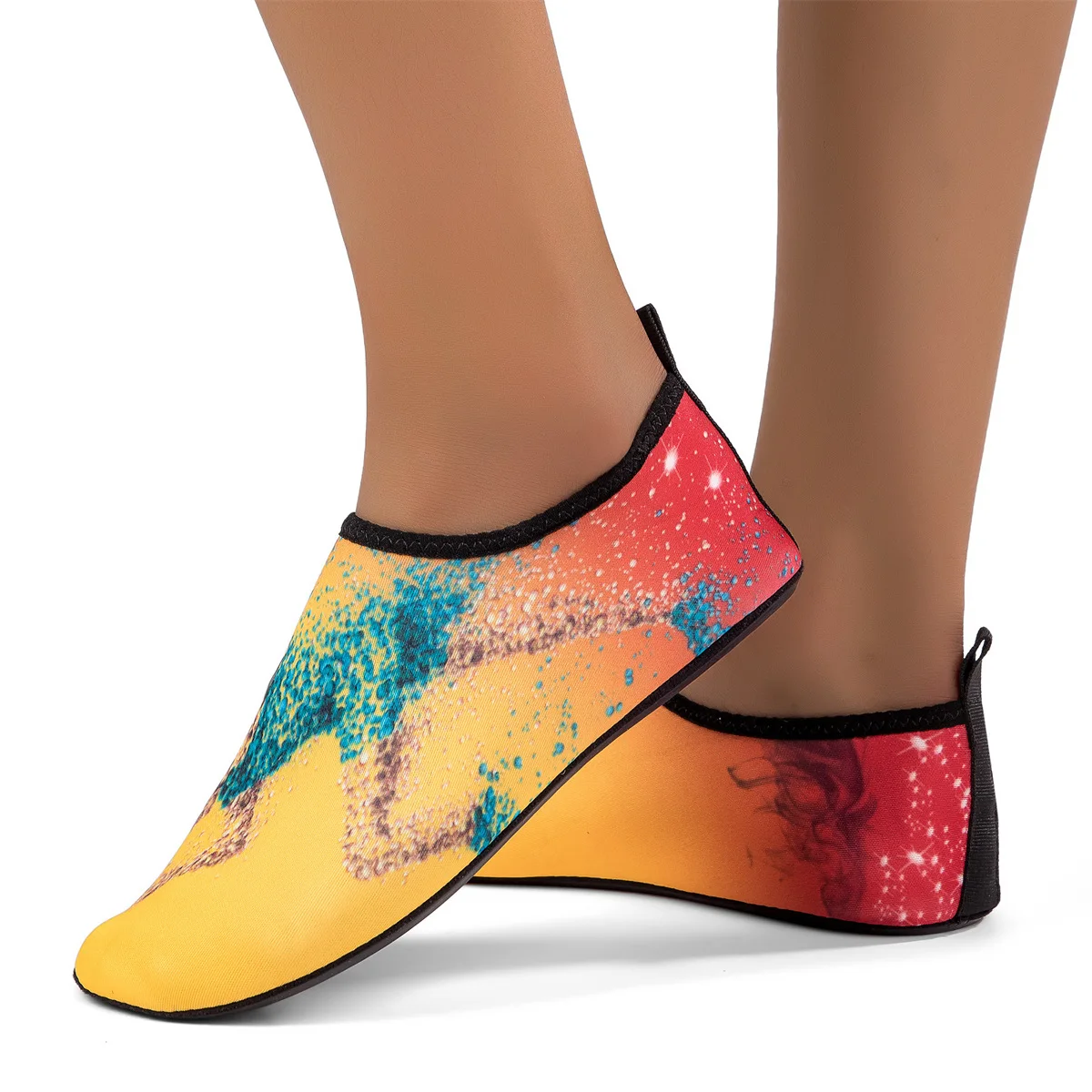 Aqua Shoes Design Striped Colorful Thin Sole Quick Drying Lightweight Barefoot Slippers Water Footwear Size34-49
