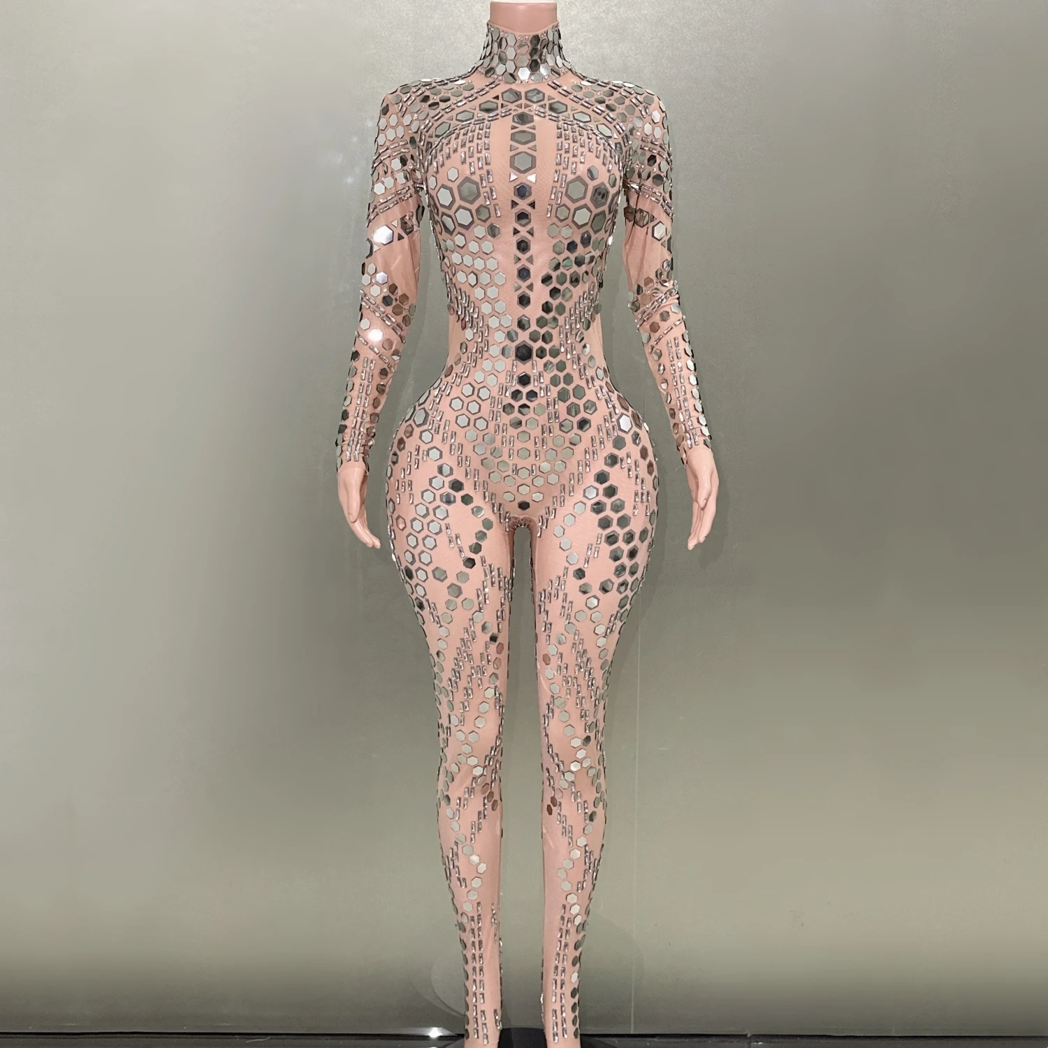 

Женское боди с длинными рукавами и круглым вырезом, с блестками