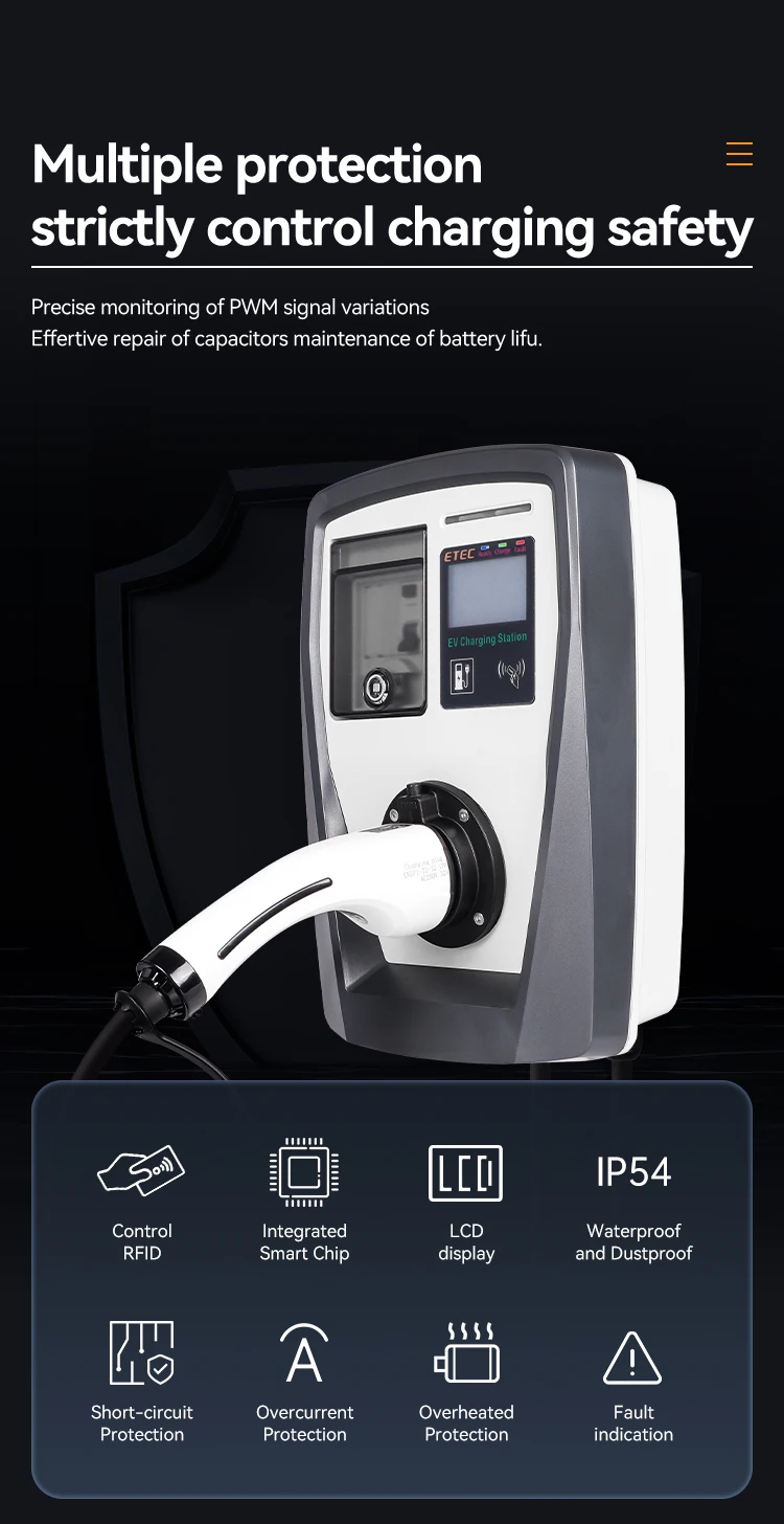 EKEC 7.6kw 32a type 2 electric vehicle charger car charging station 22kw wallbox