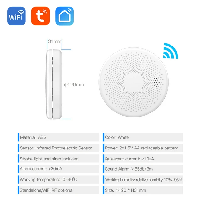 Vingugaasi- ja suitsuandur – 2-in-1 wifi tuya nutikas alarm – pilt 5