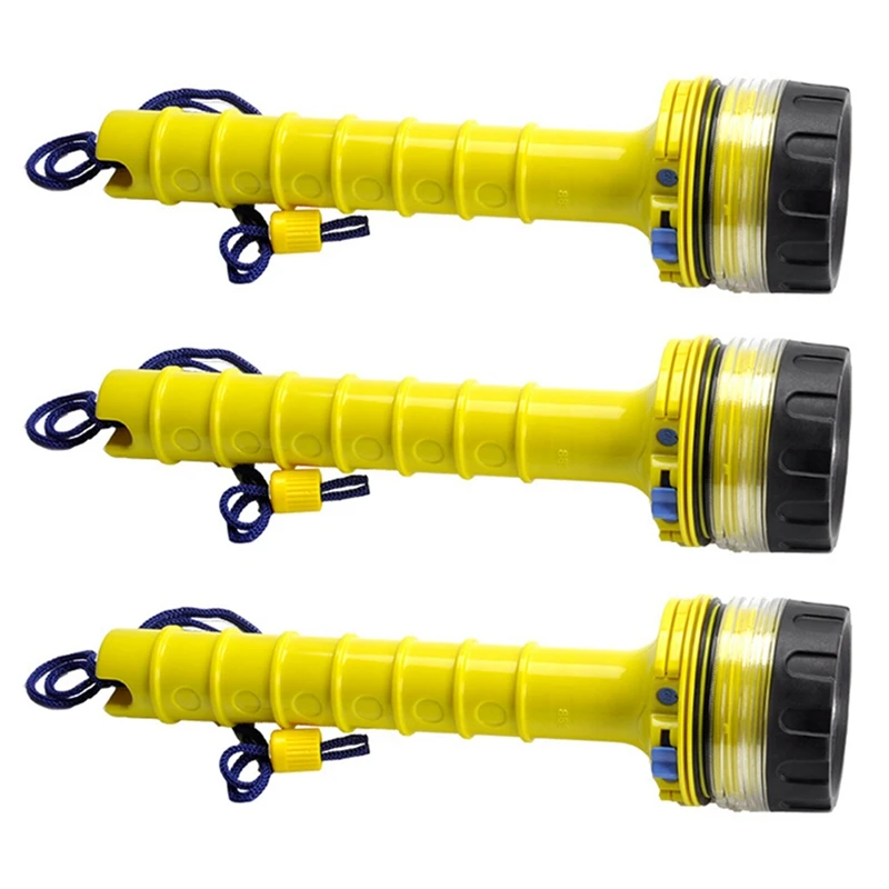 

3X Scuba Diving Flashlight Underwater Waterproof LED Diver Light Spearfishing LED Diving Lamp