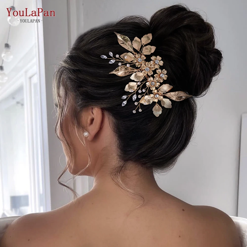 YouLaPan Alloy Leaves Hair Comb Bridal Wedding Hair Accessories Handmade Rhinestone Hairpiece Woman Crystal Headwear HP297 youlapan rhinestone leaves hair comb bridal handmade crystal headpiece wedding hair accessories woman banquet head jewelry hp613