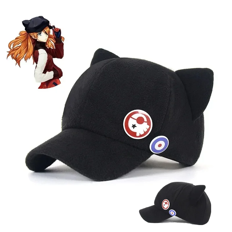 Baseball Caps Cosplay Hat Baseball Hat Anime Cute Cat Ears Asuka Langley Soryu Cosplay Cotton Hat