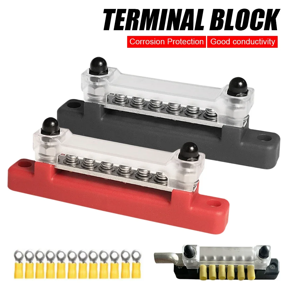 M6 12V Bus Bar 1/4 inch Power Distribution Block 150A Electrical Terminal Block Buss Bar for Truck Boat Car Camper RV
