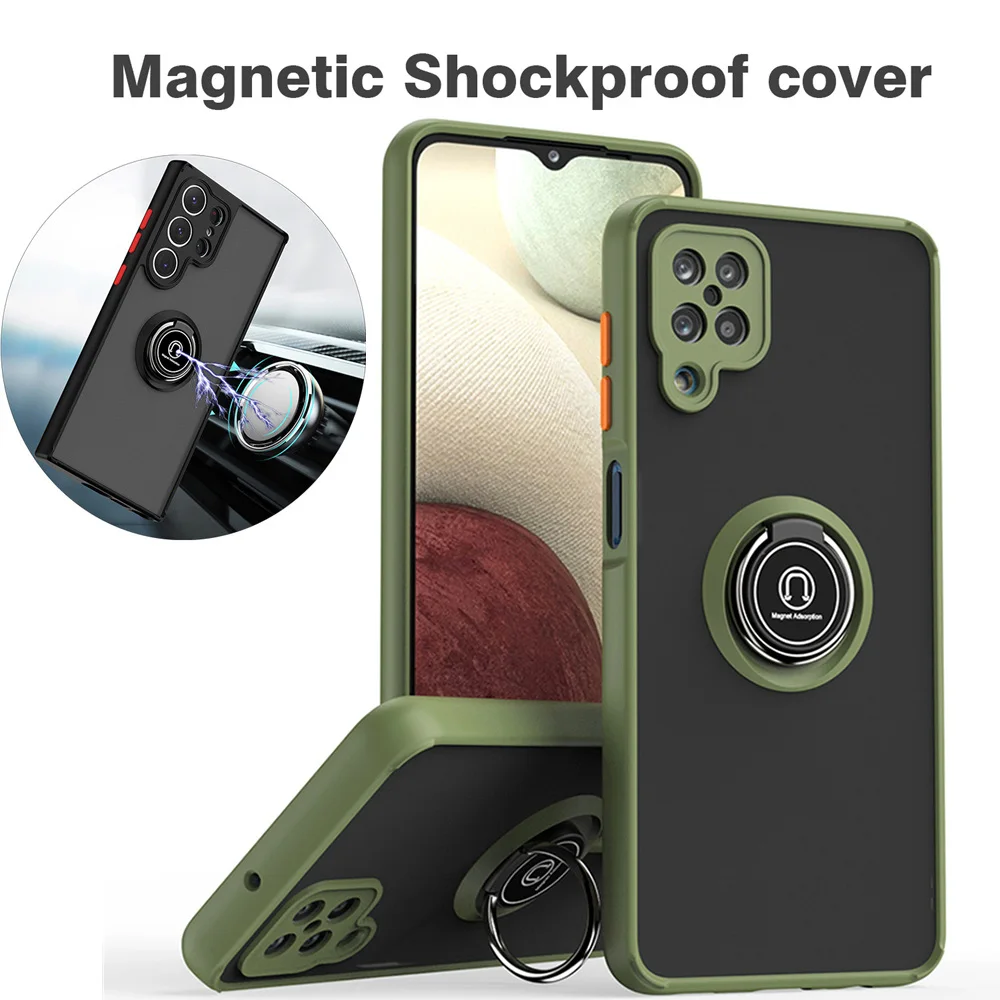 Shockproof Matte Case with Metal Ring Holder Cover