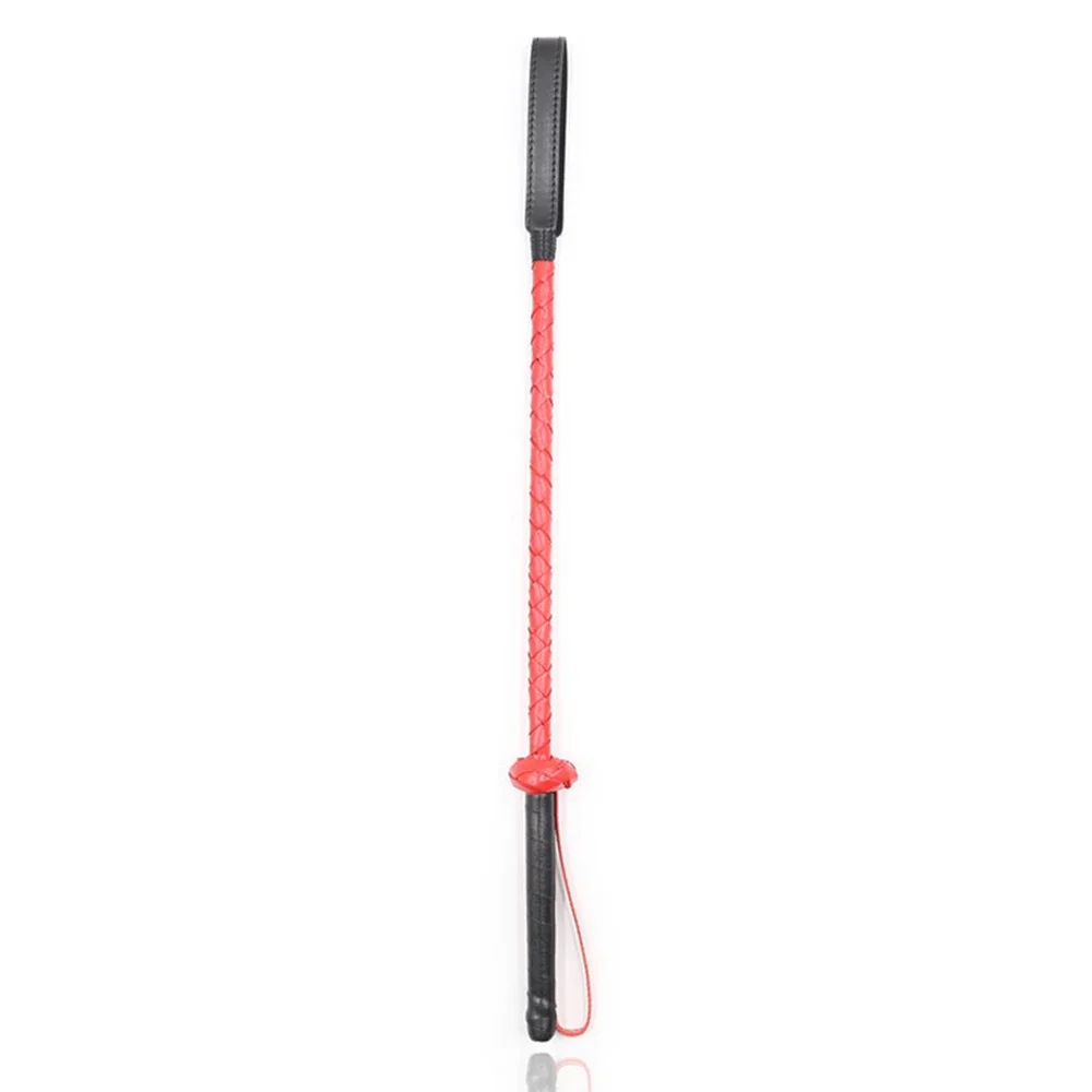 56CM Red Riding Crop PU Leather Whip Crops Equestrianism HorseWhip with Wristband 2