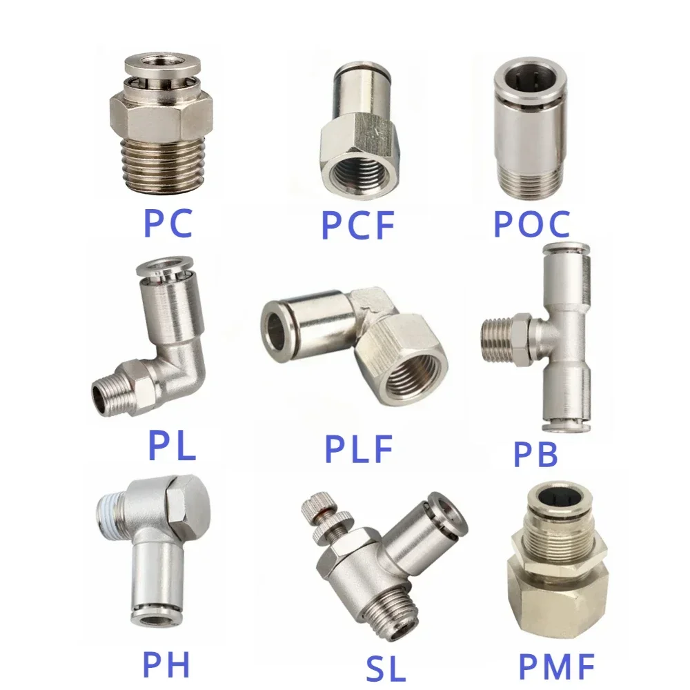 

PC PB POC PL PH M5 M6 1/8" 1/4" 3/8" 1/2" BSP Male Female Elbow Tee Pneumatic Brass Push In Quick Connector Release Air Fitting