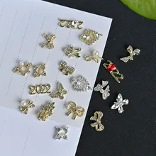 

10 Pcs Nail Art Alloy Charms Various Bow With Diamond/Pearl/Gem Nail Rhinestones Crown/Flower/Bowknot Nail Art Decorations #JK25